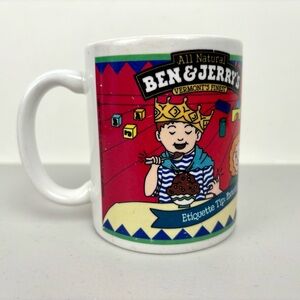Vintage 1999 Ben & Jerry’s Ice Cream Mug Kids Dog Etiquette Pinky Finger Graphic